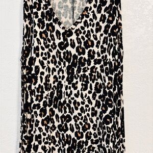 Lane Bryant Leopard Print V-Neck Top - Black, Brown & Cream